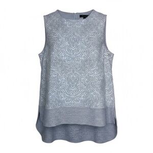 Rose & Olive Sleeveless Double Layer Blouse Tank Paisley Grey Size Small